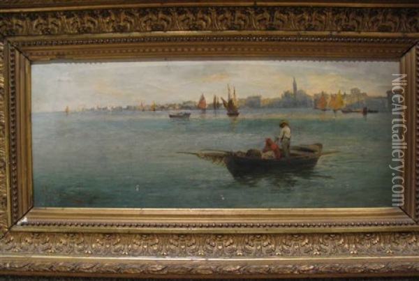 Port View Of Venice Oil Painting - Giuseppe Pogna