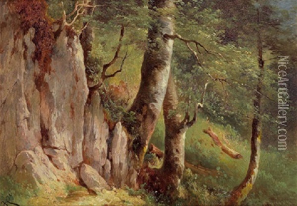 Waldlandschaft Oil Painting - Karl Franz Emanuel Haunold