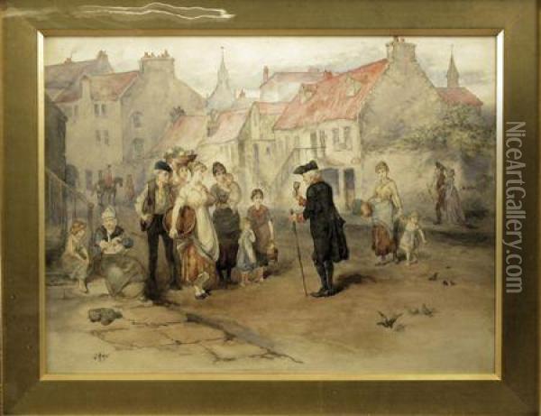 The Town Crier Oil Painting - George H. Hay