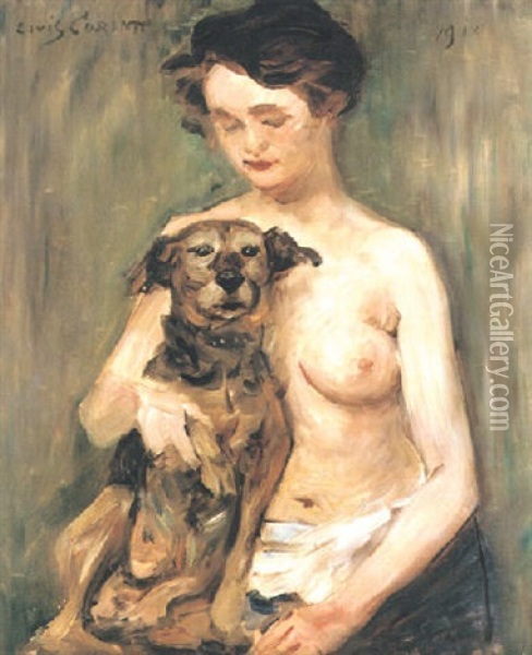 Kvinna Med Hund Oil Painting - Lovis Corinth