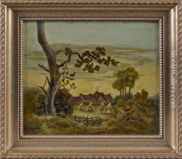 Landscape With A Farmhouse Oil Painting - Ben Austrian