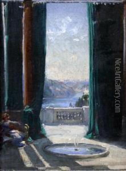 Terrace And Fountain Oil Painting - Joseph Alfred Terry