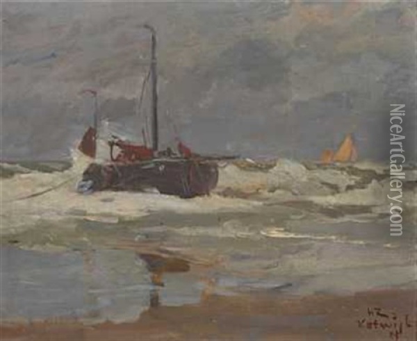 Havneparti Kartwijk Oil Painting - Henry Reuterdahl