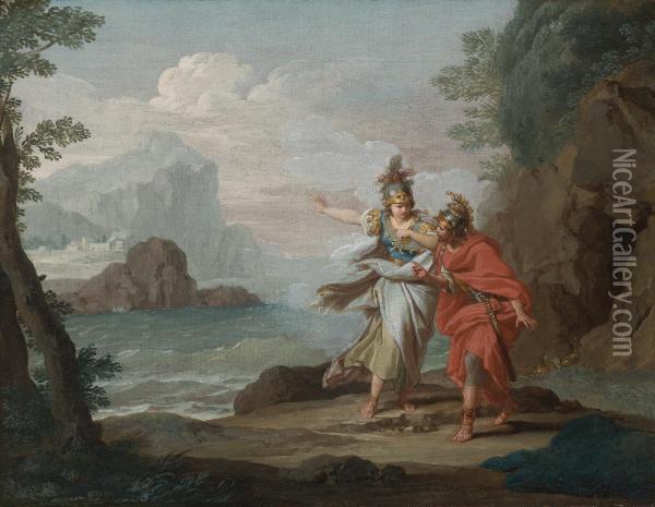 Athena Appearing To Odysseus To Reveal The Island Of Ithaca Oil Painting - Giuseppe Bottani