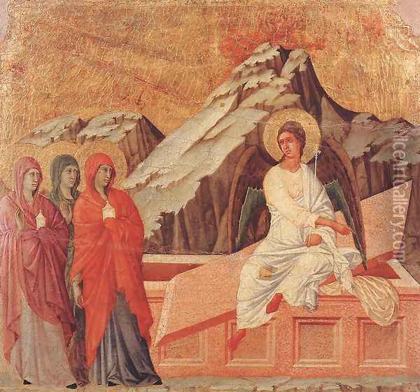 The Three Marys at the Tomb 1308-11 Oil Painting - Duccio Di Buoninsegna