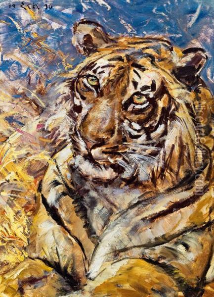 Tiger Oil Painting - Ernst Eck