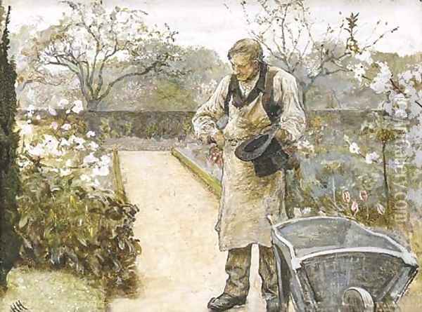 The old gardener Oil Painting - Sir Hubert von Herkomer