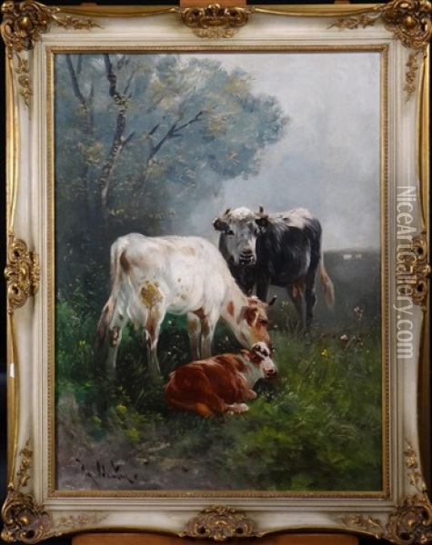 3 Cows In Pre Oil Painting - Henry Schouten