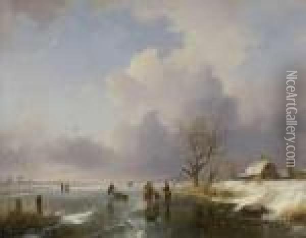 Eisvergnugen. Oil Painting - Remigius Adriannus van Haanen