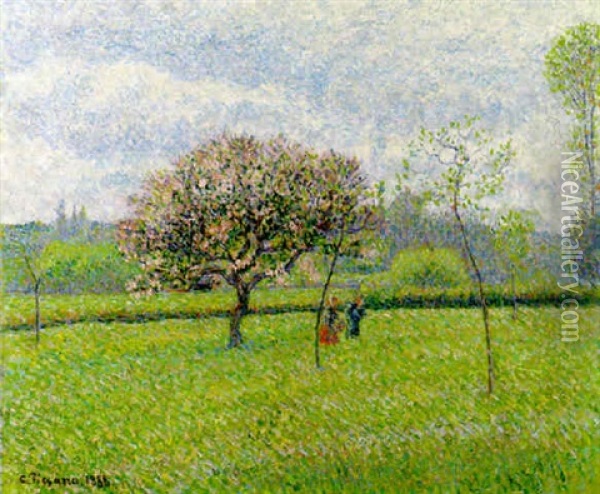 Pommier En Fleurs A Eragny Oil Painting - Camille Pissarro
