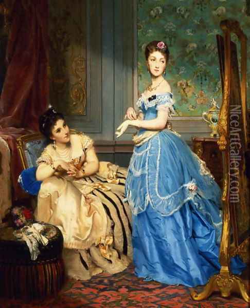 Getting Dressed, 1869 Oil Painting - Charles Edouard Boutibonne