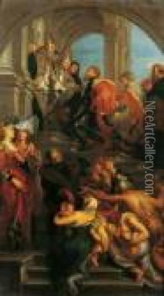 Die Bekehrung Des Hl. Bavo. Oil Painting - Peter Paul Rubens
