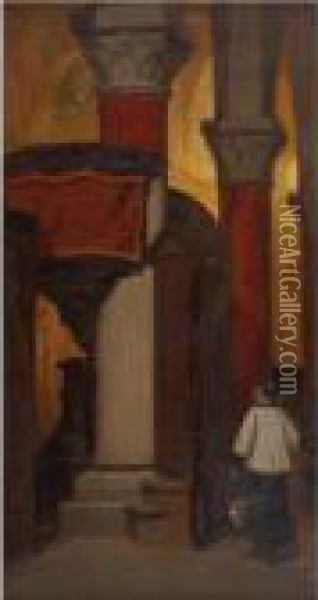 Interior - Church, San Gimignano Oil Painting - Elihu Vedder