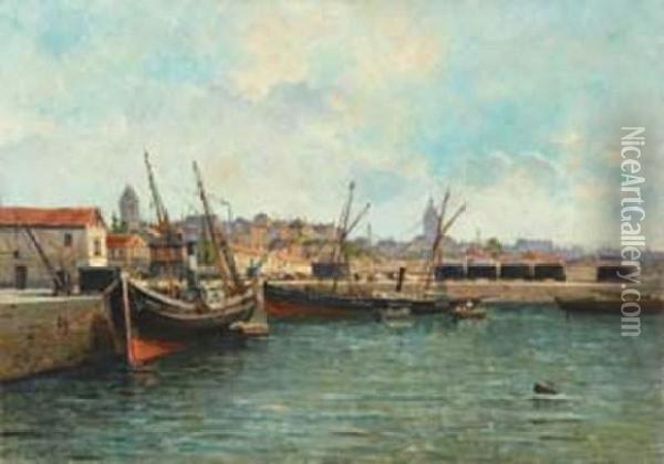 Vue D'un Port Oil Painting - Gustave Mascart