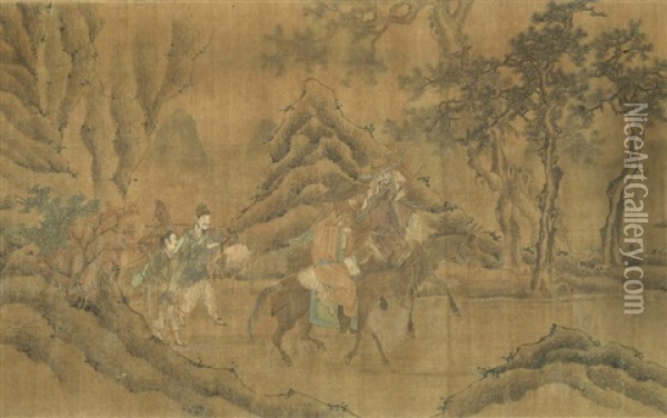 Scholars On A Journey Oil Painting -  Zhao Yong
