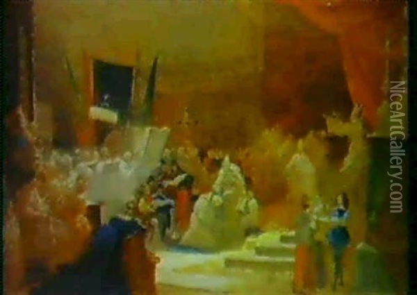 Carlo V Assiste All'ordinazione Di Un Francescano            Oil Painting - Hermann David Salomon Corrodi