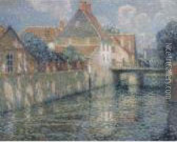 Le Canal Au Printemps Oil Painting - Henri Eugene Augustin Le Sidaner