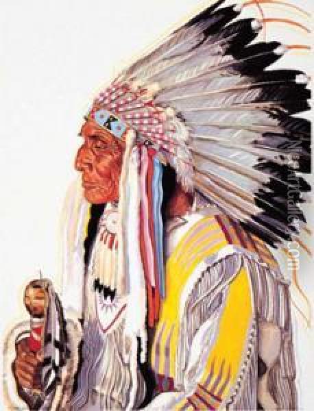 Portfolio - Blackfeet Indians Of Glacier National Park Oil Painting - Winold Reiss