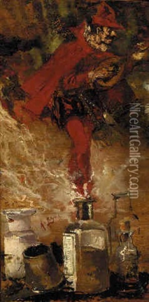 The Spanish Genie Oil Painting - Antonio Maria de Reyna Manescau