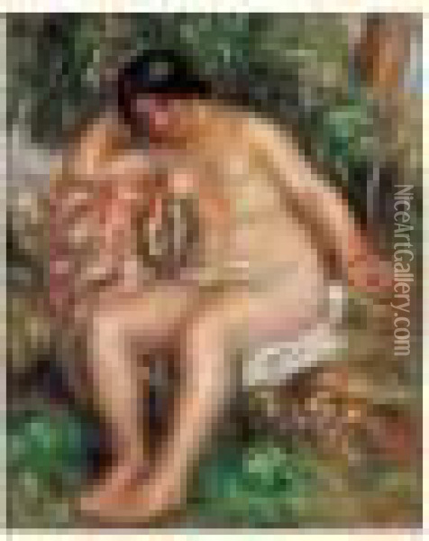 Baigneuse Assise Endormie Oil Painting - Pierre Auguste Renoir