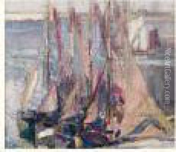 Voiliers Dans Un Port Oil Painting - Maurice Wagemans