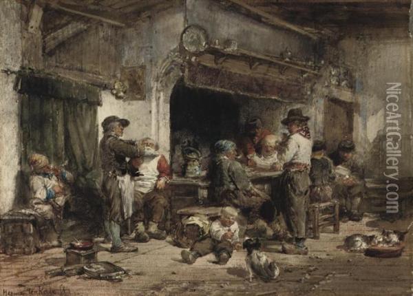 A Barber At The Inn Oil Painting - Herman Frederik Carel ten Kate