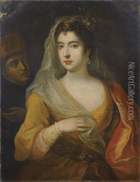 Portrait De Jeune Femme A La Perle Avec Son Page Oil Painting - Johann Joseph Zoffany