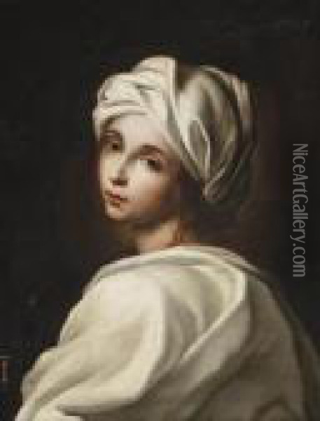 Portrait Of A Girl, Said To Be Beatrice Cenci, Bust-length, In A White Headdress Oil Painting - Guido Reni