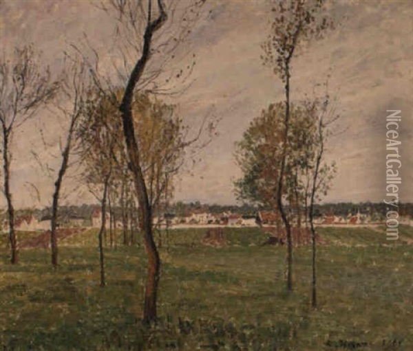 La Prairie De Moret Oil Painting - Camille Pissarro