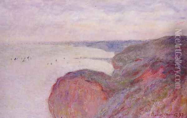 On The Cliff Near Dieppe Overcast Skies Oil Painting - Claude Oscar Monet