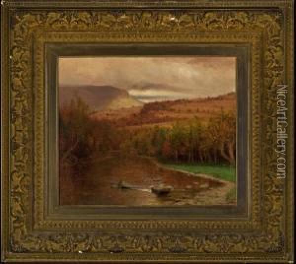 River Through The Hills In Autmn Oil Painting - Jervis McEntee