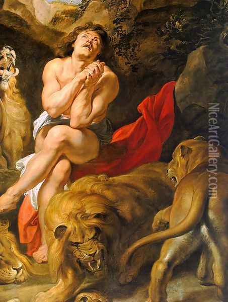 Daniel in the Lions' Den (detail) 1613 Oil Painting - Peter Paul Rubens