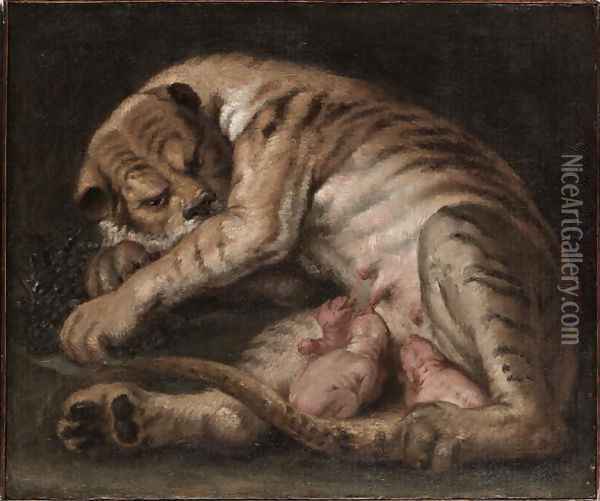 Tigress and cubs, mid-17th century Oil Painting - (follower of) Rubens, Peter Paul