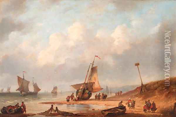 The departure of the fishing fleet Oil Painting - Gerardus Hendriks