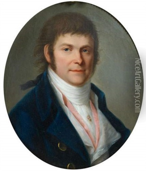 Portrait D'homme En Redingote Bleue Oil Painting - Friedrich Heinrich Fueger