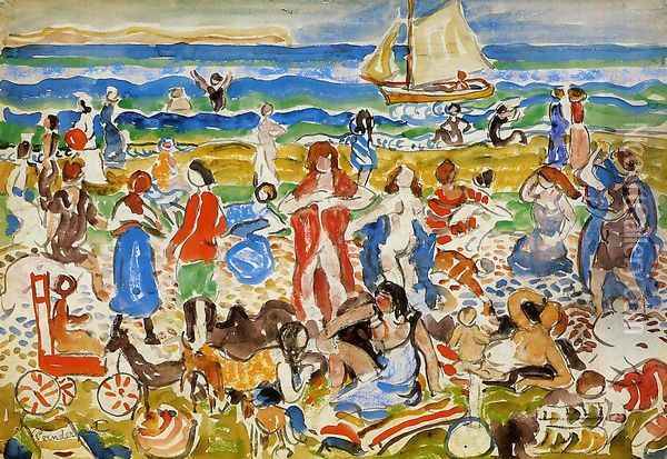 Bathers New England Oil Painting - Maurice Brazil Prendergast