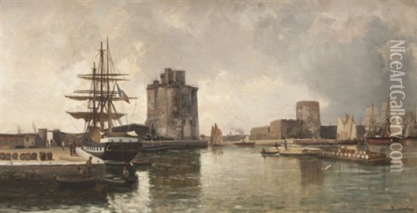 Le Port De La Rochelle Oil Painting - Jean Baptiste Olive
