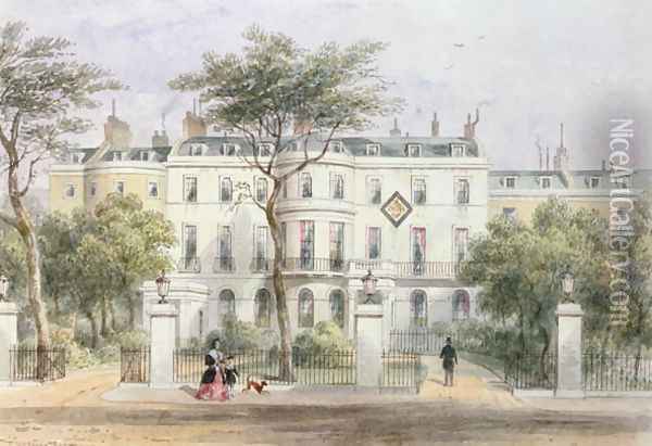 West front of Sir Robert Peels House in Privy Garden 1788-1850 1851 Oil Painting - Thomas Hosmer Shepherd