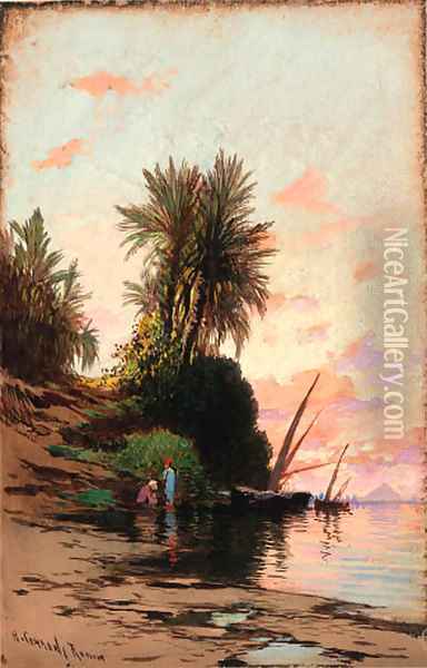 Sunset on the river Nile Oil Painting - Hermann David Salomon Corrodi