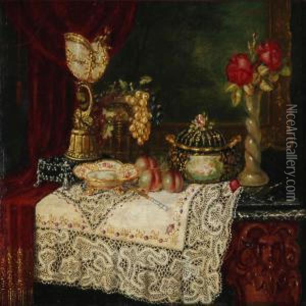 A Pair Of Still Lifes Oil Painting - Josefine Osnaghi