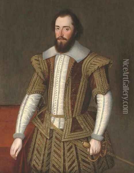 Portrait of a gentleman, previously identified as Robert Dudley, 1st Earl of Leicester (1532-3-1588) Oil Painting - English School