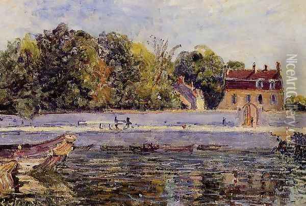 Saint-Mammes - House on the Canal du Loing Oil Painting - Alfred Sisley