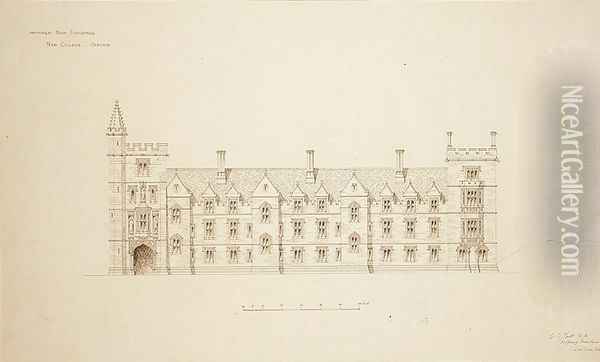 New College Oxford Proposed New Buildings, 1870-79 2 Oil Painting - Sir George Gilbert Scott