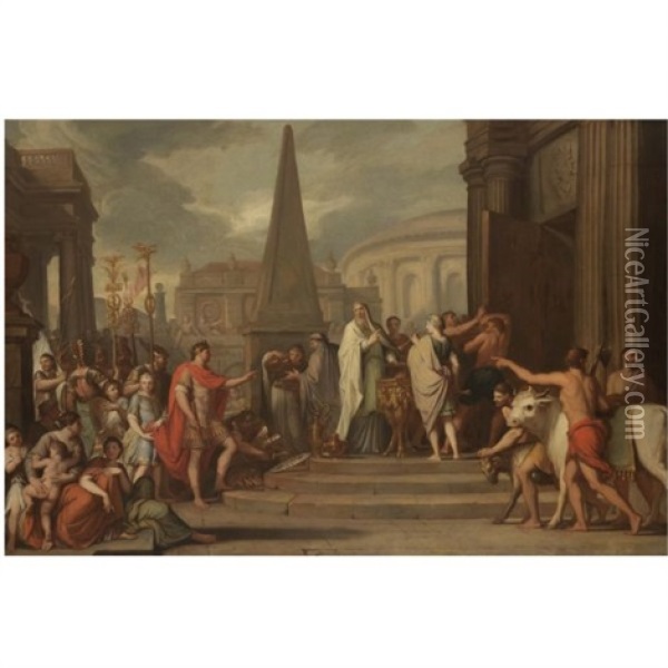 The Emperor Augustus Closing The Doors Of The Temple Of Janus Oil Painting - Gerard de Lairesse