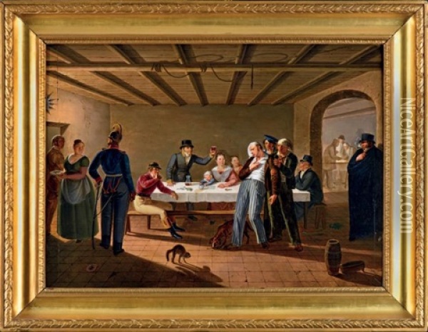 Scene De Taverne Oil Painting - Giuseppe Patania