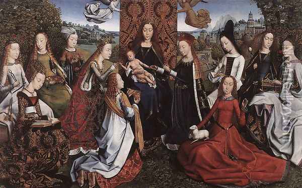 Virgin Surrounded by Female Saints c. 1488 Oil Painting - Master of the Saint Lucy Legend