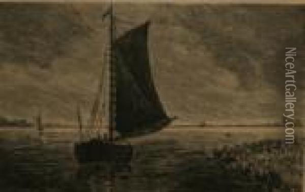 Sailing - Estuary Scene Oil Painting - Nathaniel Hone