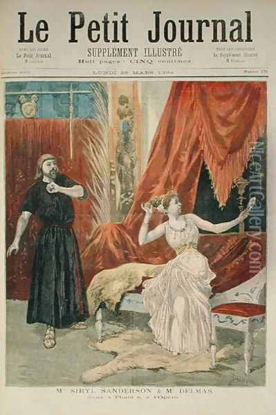 Mademoiselle Sibyl Sanderson 1865-1903 and Monsieur Jean Francois Delmas (1861-1933) in 'Thais' by Jules Massenet 1841-1912 from Le Petit Journal, 26th March 1894 Oil Painting - Oswaldo Tofani