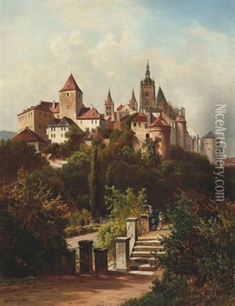 Blick Auf Die Prager Burg Oil Painting - Alois Kirnig