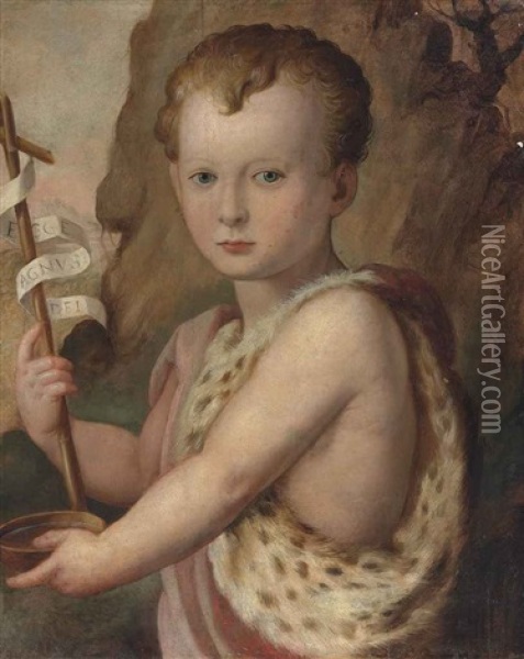Portrait Of A Young Boy, Traditionally Identified As Ferdinando De Medici, As The Infant Saint John The Baptist Oil Painting -  Bronzino